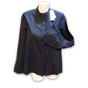 Black Derek Lam IO Crosby Bell Sleeve Blouse Shirt Top Button Up Black Sz 6